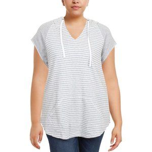 MARC NEW YORK HOODED SHORT SLEEVE SWEATER SIZE 2X COTTON